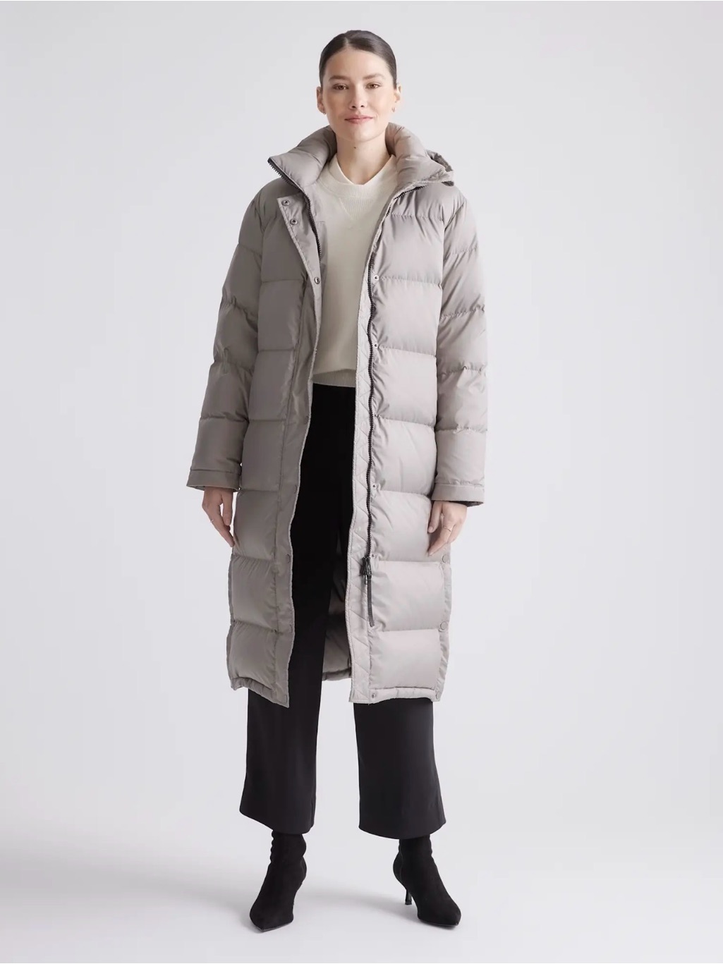 Quince Nwot Responsible Down Long Puffer In Stone Taupe Size Medium 1122